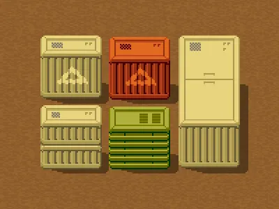 Shipping containers 8bit game ios ipad iphone mac photoshop pixel space age