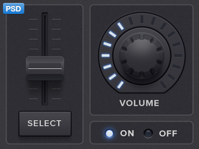 Little UI - Free PSD app button iphone knob light photoshop psd slider synth