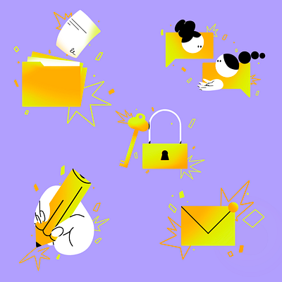 icons 2d chat design flat folder girl icons illustration illustrator key mail ui web