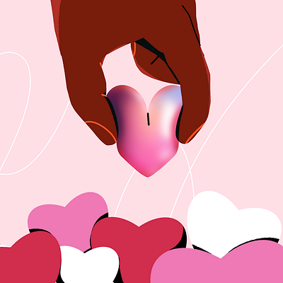 Happy Valentine's Day 2d 2dillustration colorful creative design flat gradient hand heart illustration love valentines day