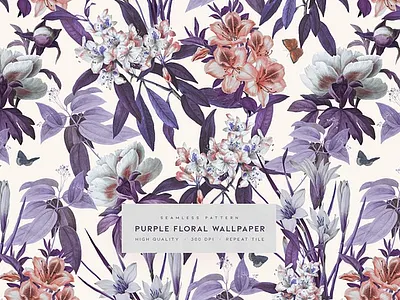 Purple Floral Wallpaper background botanical floral nature organic pattern print repeat pattern repeating pattern seamless surface pattern design wallpaper wallpaper pattern