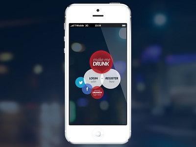 MakeMeDrunk app bubble circle dashboard design drunk facebook ios iphone login makemedrunk splash twitter