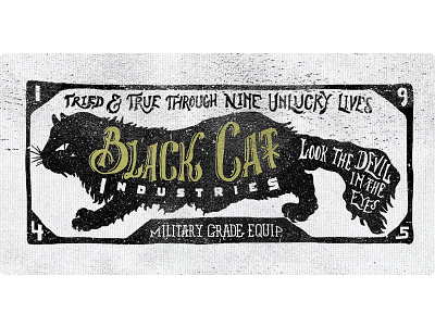Black Cat Industries 40s adam trageser america army black cat branding cat devil hand hand done iconic illustration lettering logo military old school two left two left type typography vintage war
