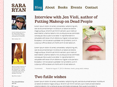 SaraRyan.com redesign work in progress author opensans redesign trocchi