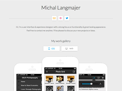 Minimalistic portfolio css3 gui ios light minimalistic portfolio simple ux web