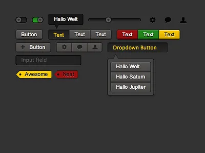 Retina UI Set button css dark dropdown gui html icon retina set slider typograpy ui