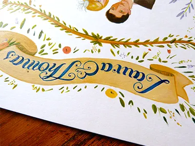 Up In Lights bouquet couple design floral frame illustration paint real wedding