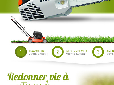 Monde du Jardin green illustration steps webdesign