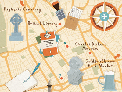 Homes & Antiques - London Books map art books cartography city design editorial illustration london map typography