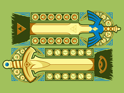 Swords art nouveau master sword screenprint zelda