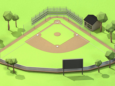 Buster Bash [Levels] 3d ao baseball baseball game bases bleachers buster bash buster posey c4d cinema 4d field game home plate ios ios game iso isometric landscape little league low poly lowpoly model render stadium