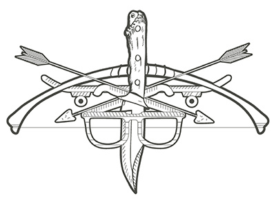 Tumbleweeds design (wip) arrow bow knives shades skateboarding tn