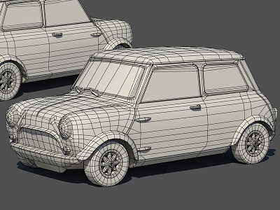 Mini 3d 60s auto car ios maya mini unity wireframe