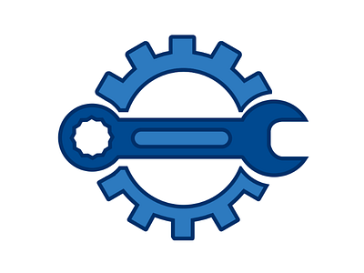 Car Service Icon blue car design gear icon illustration monochromatic service tool vector web wrench