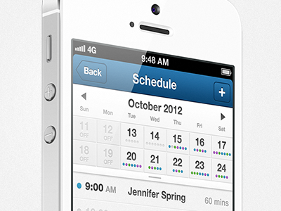 Scheduling App app calendar interface ios iphone mobile schedule ui