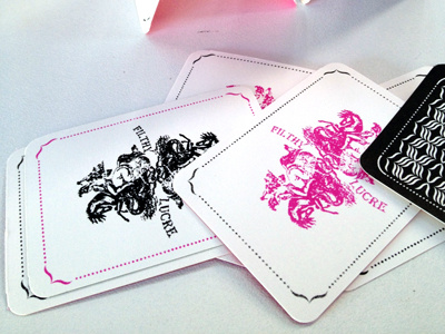 'Filthy Lucre' playing cards cards design printmaking screenprint serigraph