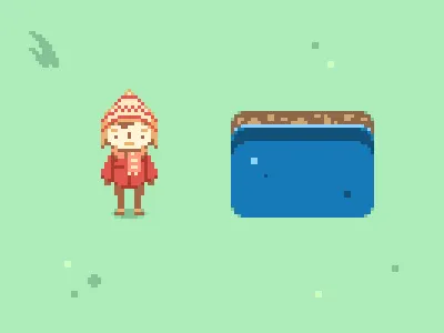 Pixels adventure game pixel player water
