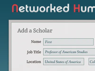 Networked Humanities blue cdh form humanities usc web form website