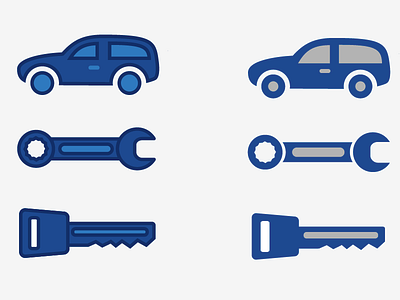 Car Service Icons blue car dealership design icon illustration key service tool vector web wrench