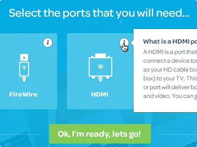 Ports icon modal popover port process simple step ui usability ux