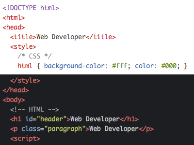 Updated syntax highlighting colors in Web Developer chrome extension firefox syntax highlighting