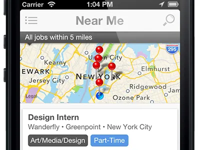 Near Me | Jobs Nearby app interface ios map