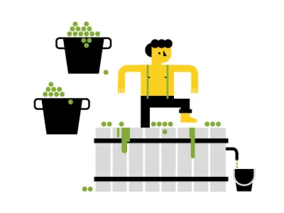 Treading the grapes illustration vector wine