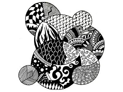 Zendoodle blackwhite creative design drawing ink pen simple style zendoodle