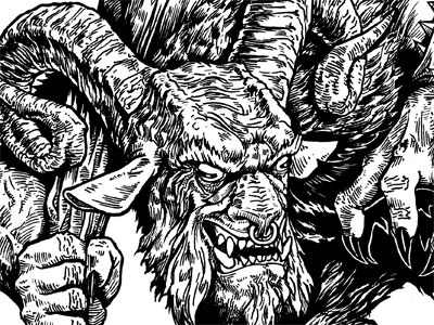 Krampus drawing holiday ink