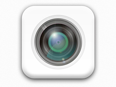 White camera lens icon camera camera icon clean glare icon design lens icon minimal white