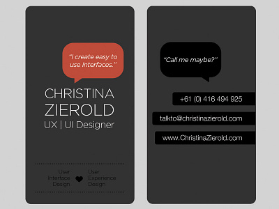 New Business Card australia branding business card contact me design graphic graphic design heart melbourne print design ui uiux designer user experience design user experience designer user interface design user interface designer ux