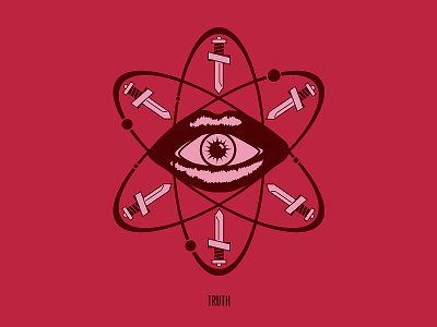 Truth atom eye logo mouth poster sword truth