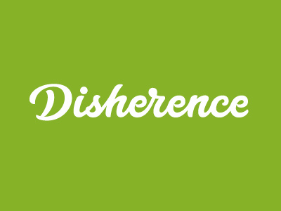 Disherence lettering logo script