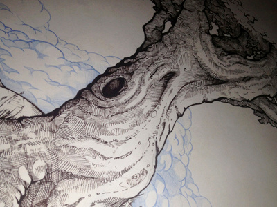 Tree Sketch (Progress) drawing pen pencil sketch sky tree trunk