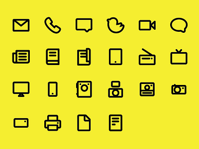 Media Icons (Extended) book box brownie camera chat computer email file flash icon icons ipad iphone magazine mail monitor newspaper page paper phone polaroid printer radio slr smartphone tablet television tv tweet twitter