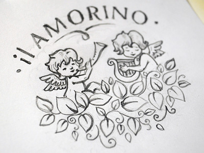 ilAmorino v2 angel logo salon sketch wedding