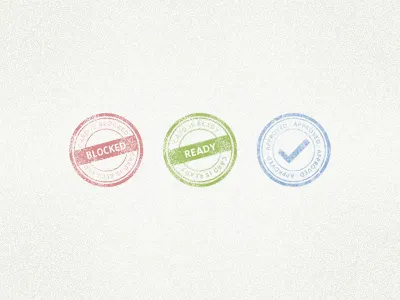 Blossom Card Stamps approve archive blocked blue card done green icon project management ready red stamps states task