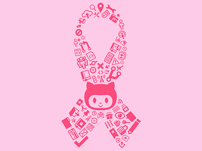 Pinktocat 2.0 / Breast Cancer Awareness github icons pink