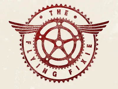 The Flying Fixie Final ale beer bicycle bike bottle crank diving helmet illustration label logo packaging retro texture vintage wings