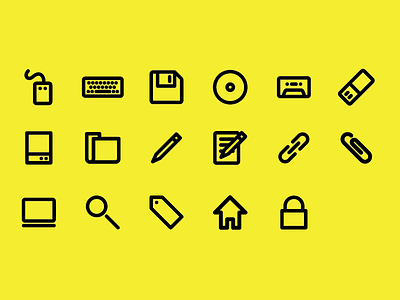 More Media Icons attachment cassette cd disk folder hard drive home icons keyboard laptop link locked mouse paper pencil search secure tag usb stick