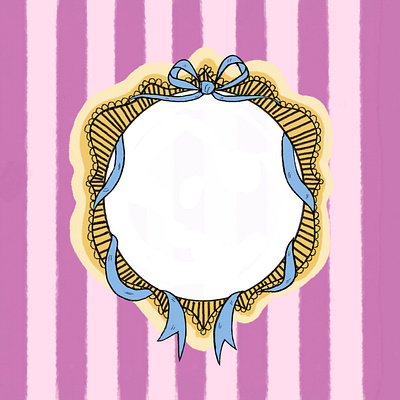 Lilac and gold frame blue bow bows frame gold frame illustration lilac pink stripes