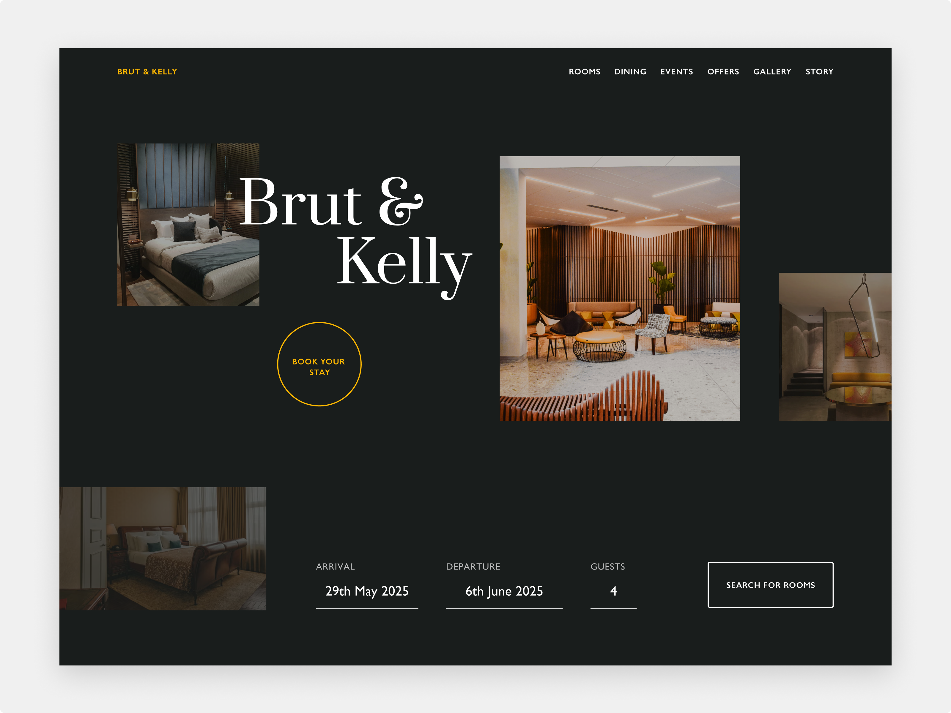 Brut & Kelly Hotel Concept design hospitality hotel ui design ux design web design website