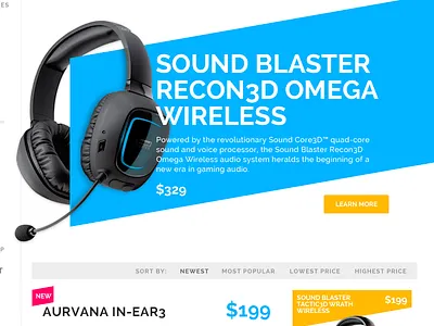 Category Landing Page A blue cart commerce design e headphone orange product shopping ui