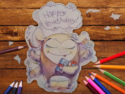 Happy Birthday happybirthday paper pencils postcard