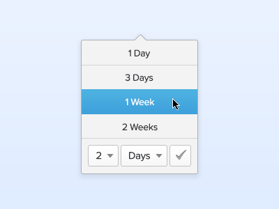 Small Pop Out checkmark days dialogue interface pop out web weeks