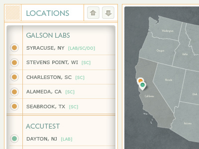 Laboratory Locator. interactive lab map quoss quoss.co retro science technology web website