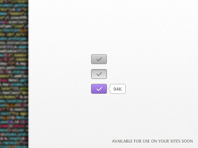94K: Available for use on your sites soon 94k api black button code css gradients hacking icons inset javascript js likes nodejs purple sublime tick