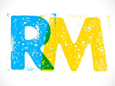 RM blue deterioration initials m r rm stamp texture yellow