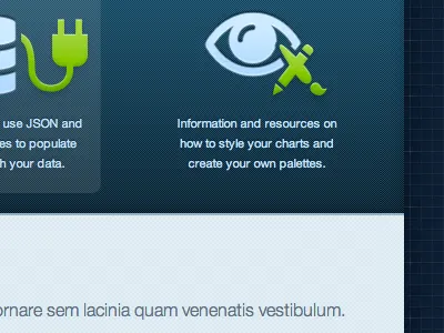 jCFX homepage blue charting data graphics green grid icons textures visualization web