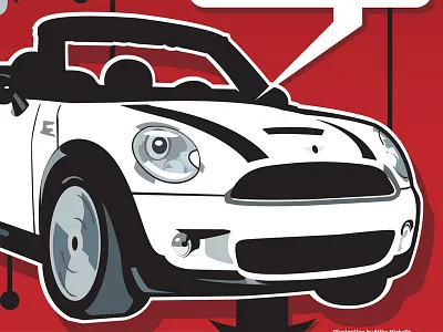 White Mini Cooper car cover graphic design illustration print vector